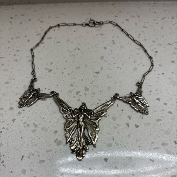 Vintage Jewelry - Stunning Art Nouveau Fairy Pendant Necklace